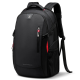 sac a dos imperméable noir avec design urbain et détails rouges, idéal pour le quotidien.