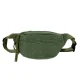 vue de face d’un grand sac banane femme vert en tissu côtelé avec fermeture zippée